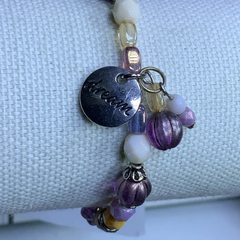 Regal 3 Cross Bracelet Purple Amethyst February Birthstone Religious Beaded